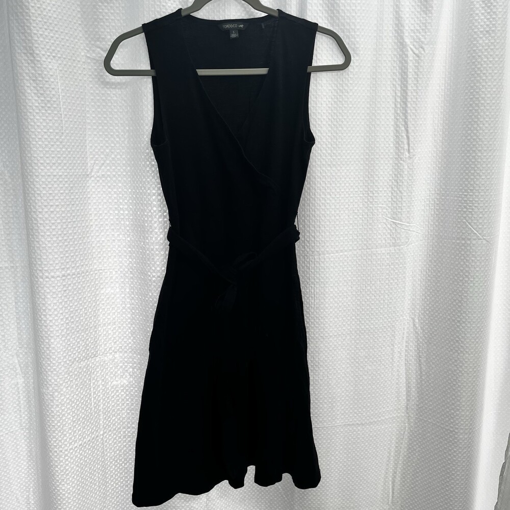 Toad & Co. Women’s Black Athleisure Faux Wrap Summer‎ Dress Small Classic LBD - Picture 2 of 7